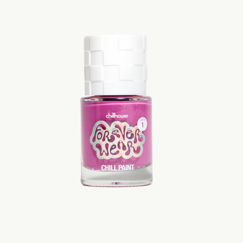 Chillhouse Forever Wear polish in Her Majesty, a hot fuchsia shade, bottle shot