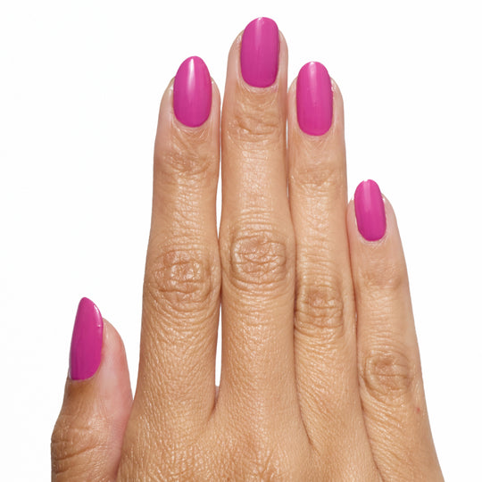 Flat hand wearing Her Majesty Forever Wear polish