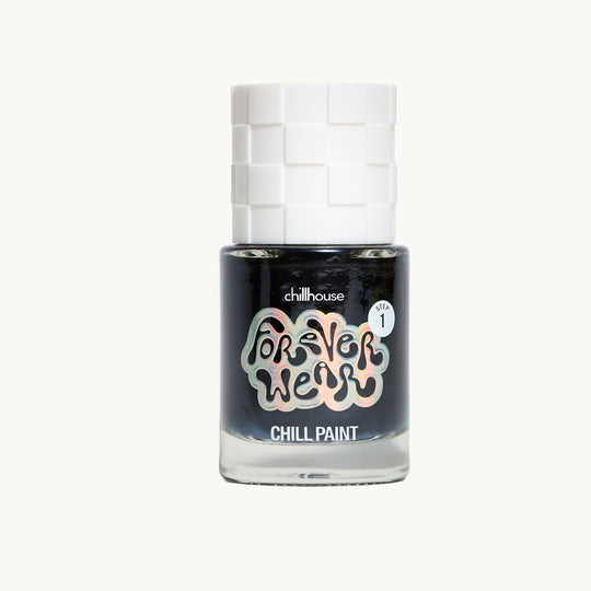 Chillhouse Forever Wear polish in Vintage Rock Tee, a washed-out charcoal shade, bottle shot