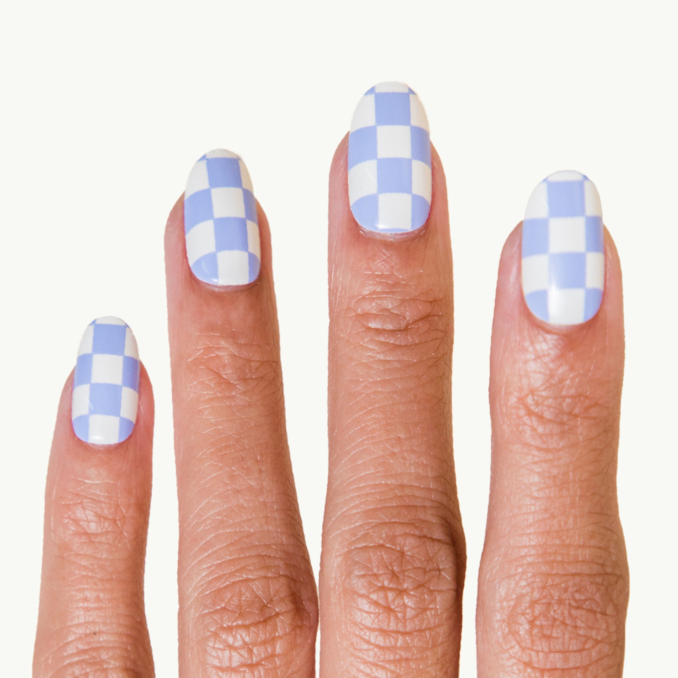 Press On Nails | Nude Checkered online Nails