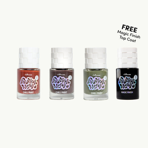 The Art of Doing Nothing Forever Bundle: three Forever Wear polishes and Magic Finish top coat